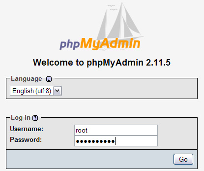 logging into myphpadmin