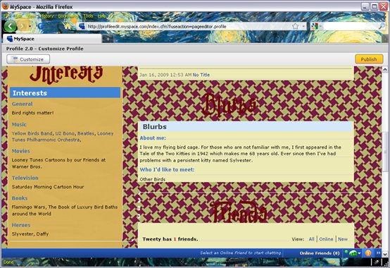 MySpace Page